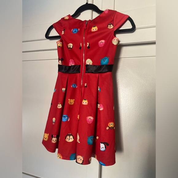 DISNEY PIXAR TSUM TSUM CHARACTER RED DRESS WITH BLACK BOW SIZE SMALL (6-6X) EUC - Picture 5 of 7